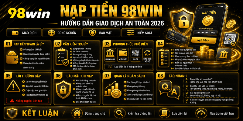 Nạp Tiền 98WIN – Hướng Dẫn Giao Dịch An Toàn 2026
